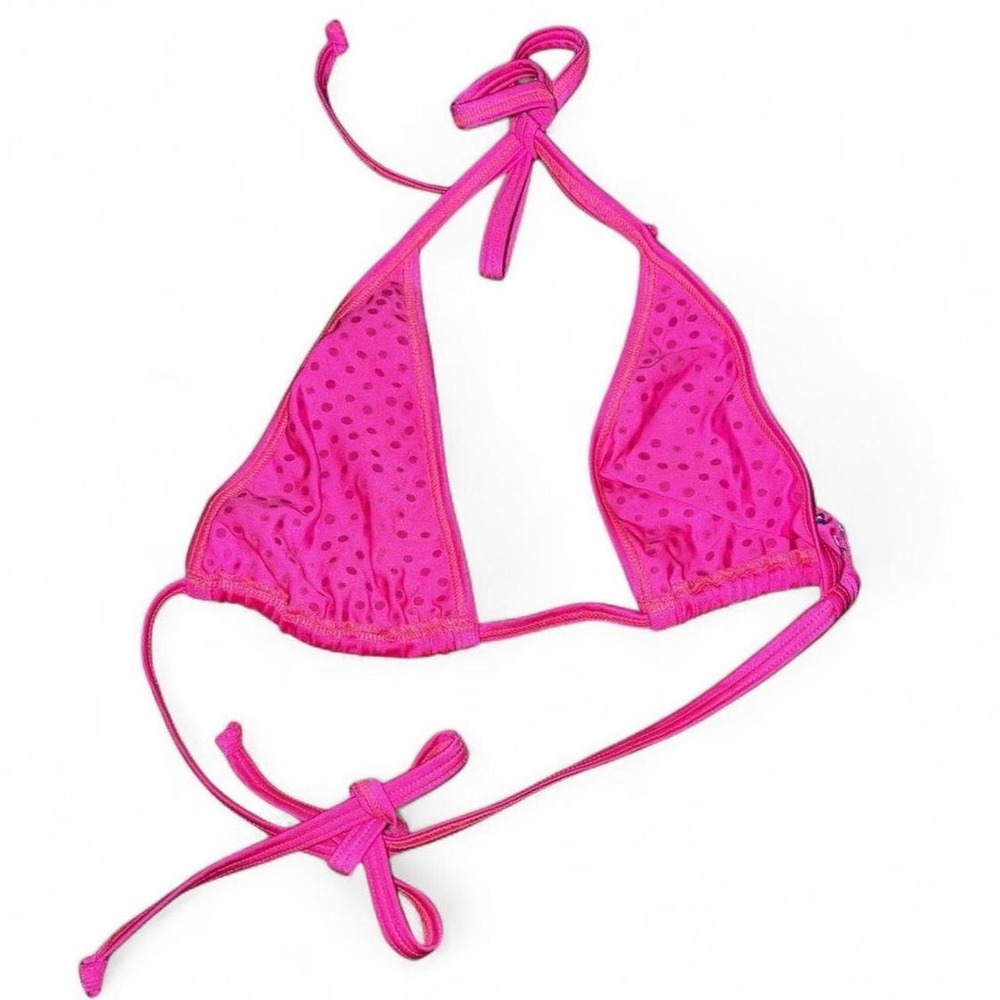 Pink Rhinestone Triangle High Waist Bikini Set Rave Pole Exotic Dance - Picture 3 of 9